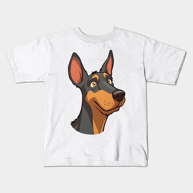 Cute Anime Doberman Pincher Kids T-Shirt by Brilliant Tee Shop